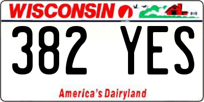 WI license plate 382YES