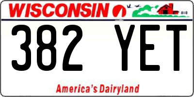 WI license plate 382YET