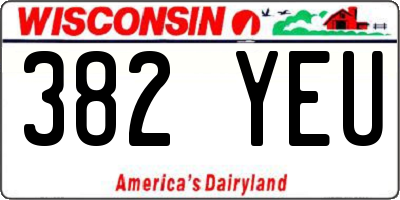 WI license plate 382YEU