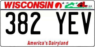 WI license plate 382YEV