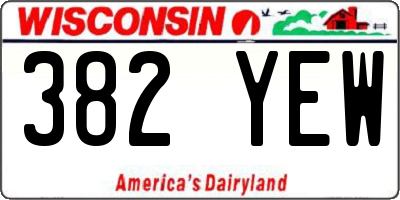 WI license plate 382YEW