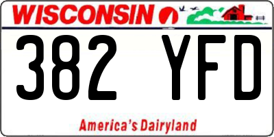 WI license plate 382YFD