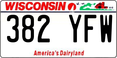 WI license plate 382YFW