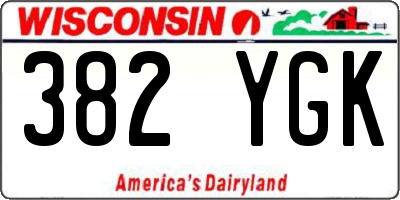 WI license plate 382YGK