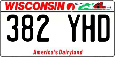 WI license plate 382YHD