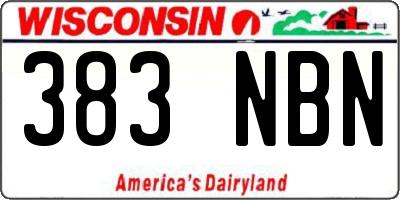 WI license plate 383NBN