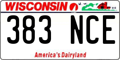 WI license plate 383NCE