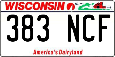 WI license plate 383NCF