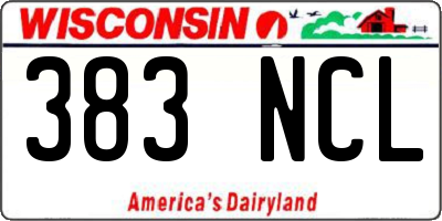 WI license plate 383NCL