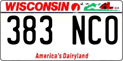 WI license plate 383NCO