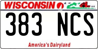 WI license plate 383NCS
