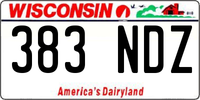 WI license plate 383NDZ
