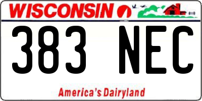 WI license plate 383NEC