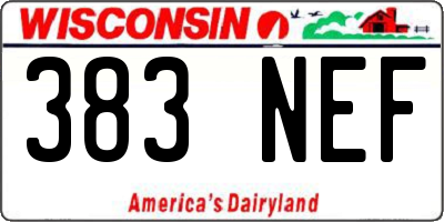 WI license plate 383NEF