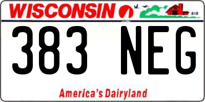 WI license plate 383NEG