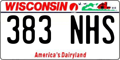WI license plate 383NHS