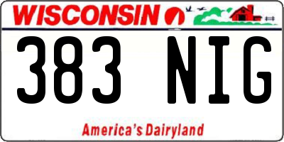 WI license plate 383NIG