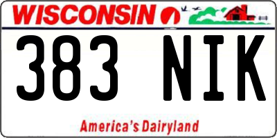 WI license plate 383NIK