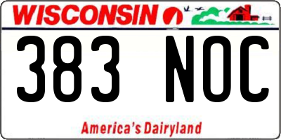 WI license plate 383NOC
