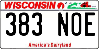 WI license plate 383NOE