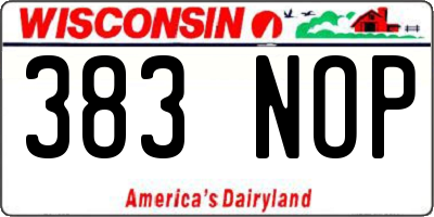 WI license plate 383NOP