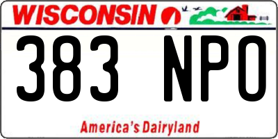 WI license plate 383NPO