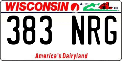 WI license plate 383NRG