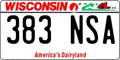 WI license plate 383NSA