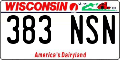 WI license plate 383NSN