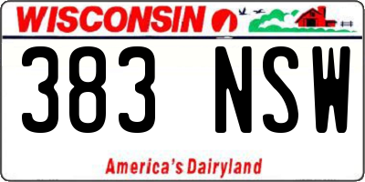 WI license plate 383NSW