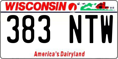 WI license plate 383NTW