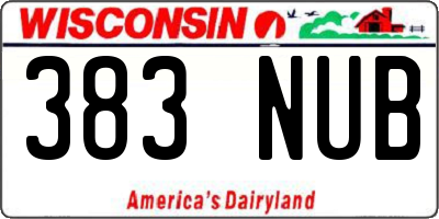 WI license plate 383NUB