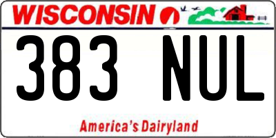 WI license plate 383NUL