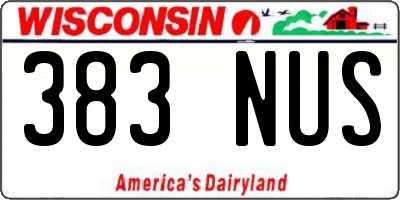 WI license plate 383NUS