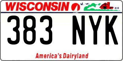 WI license plate 383NYK