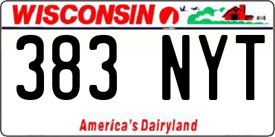 WI license plate 383NYT