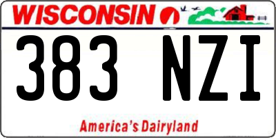 WI license plate 383NZI
