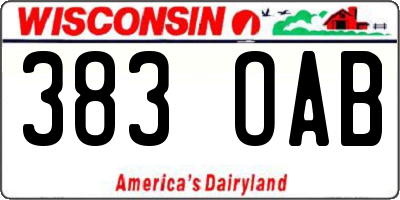 WI license plate 383OAB