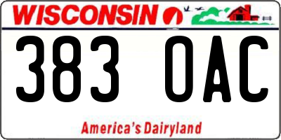 WI license plate 383OAC