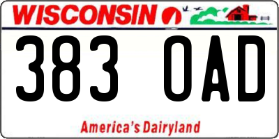 WI license plate 383OAD