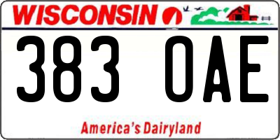 WI license plate 383OAE