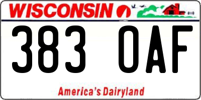 WI license plate 383OAF