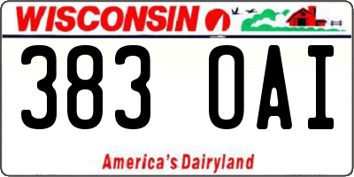 WI license plate 383OAI