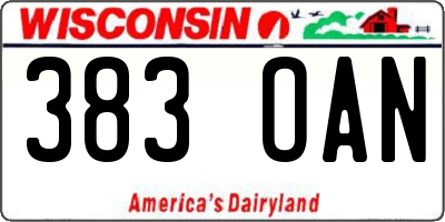 WI license plate 383OAN