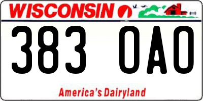 WI license plate 383OAO