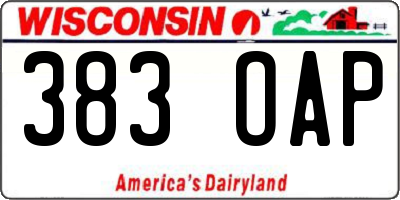 WI license plate 383OAP