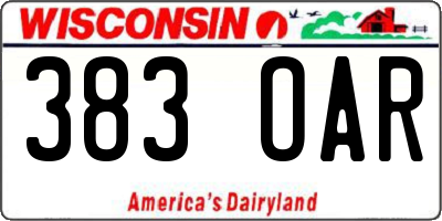 WI license plate 383OAR