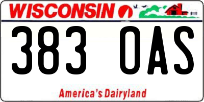 WI license plate 383OAS