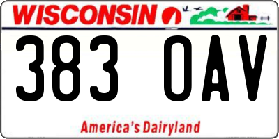 WI license plate 383OAV