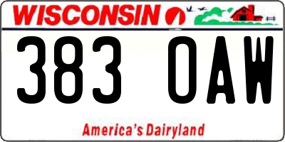 WI license plate 383OAW